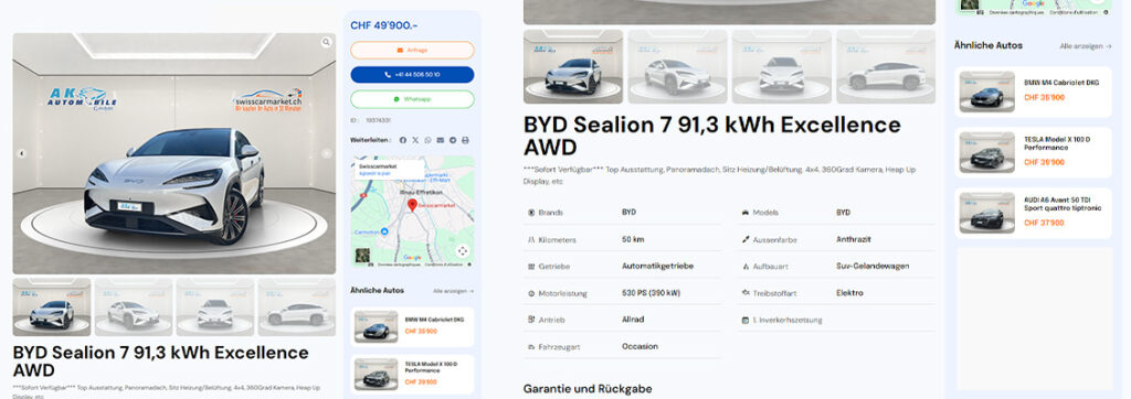 Autos zum Verkauf in der Schweiz mit Bildern und Infos