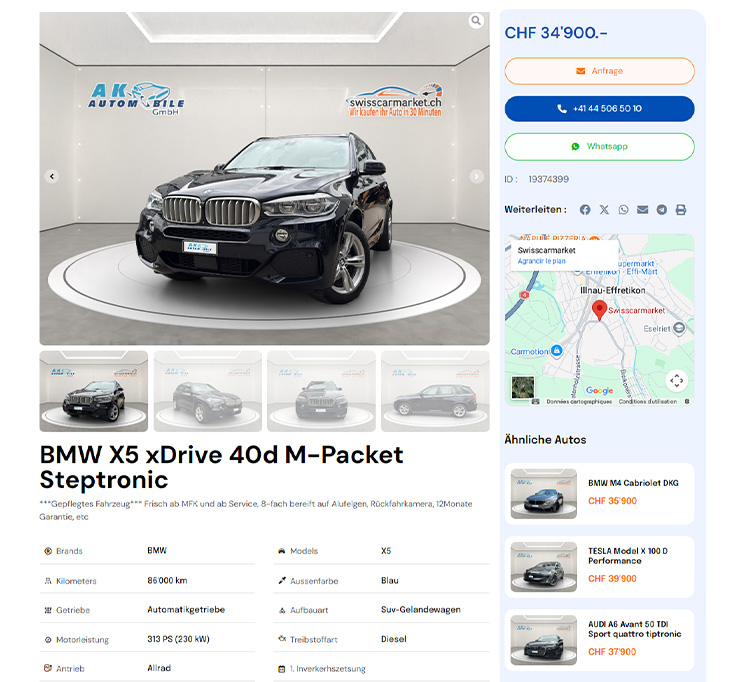 Buy used cars with a guarantee with swisscarmarket